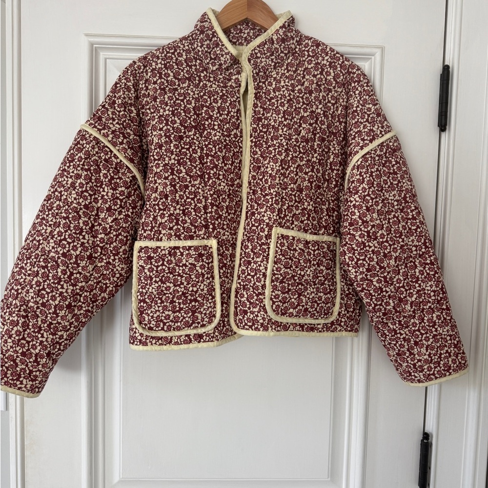 Free People Chloe Jacket in Maroon Combo